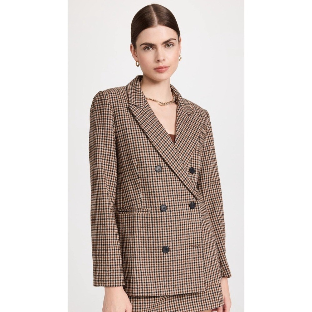 ASTR The Label Brown Checkered Blazer